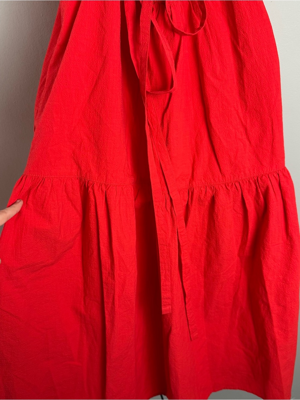 Everlane Red Open Strappy Back Tiered Cotton Midi Dress Size 4 - Picture 12 of 15